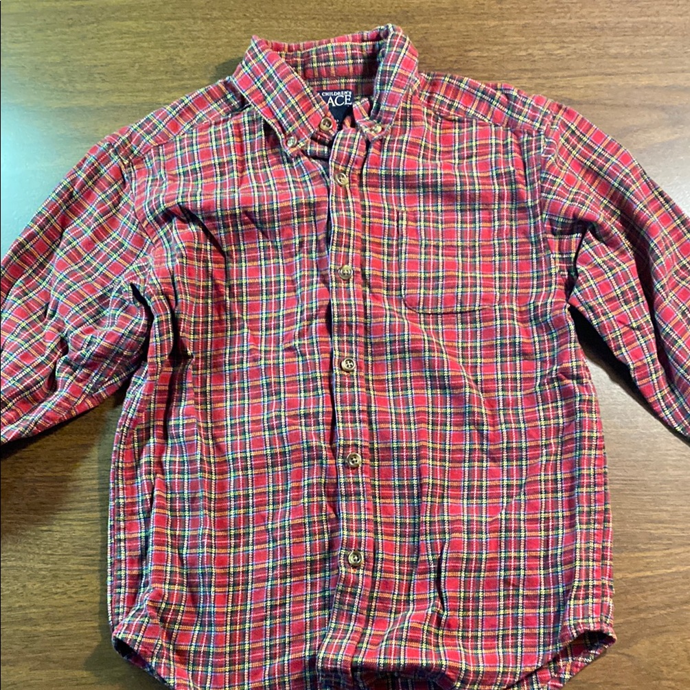 Red Plaid Boys Button-Up Shirt